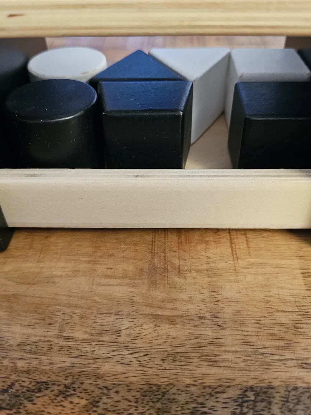 Pottery Barn Kids Wooden Shape Sorter Toy - Black / White (Missing 1 Piece)